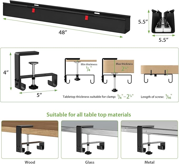 KEEGH Extra Large 48" Under Desk Cable Management Tray