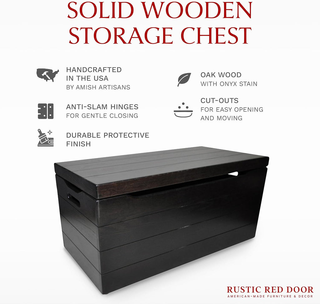 amish made wooden storage chest trunk box with, close-up detail