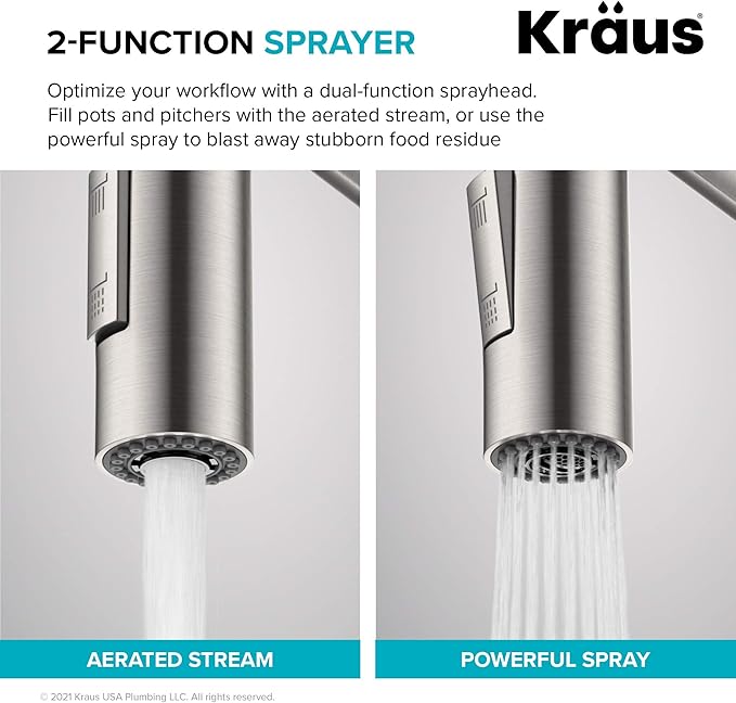 KRAUS Oletto Commercial Style Single Handle Pull Down Kitchen Faucet