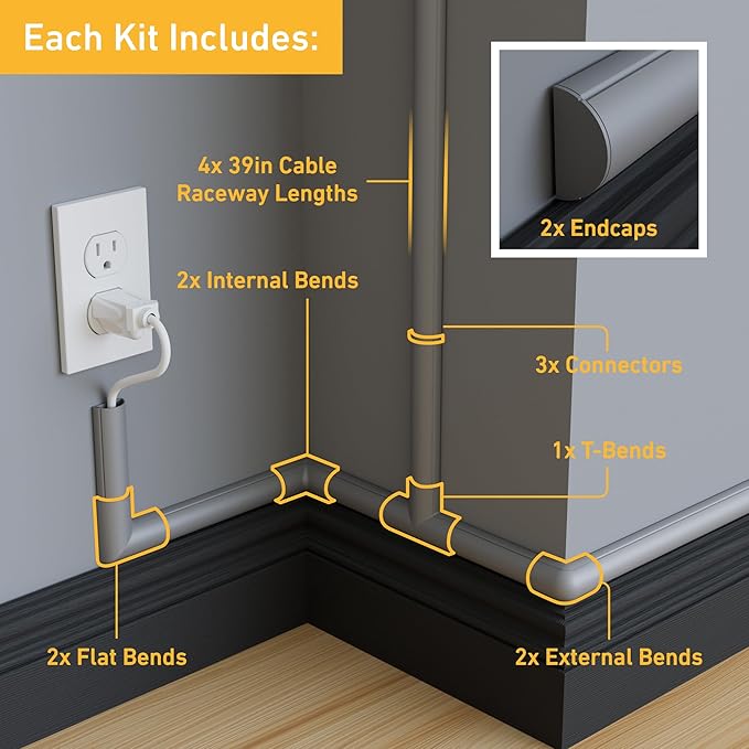 D-Line 13.12ft Cord Hider Kit, Patented Cable Cover, Hide Wires on Wall