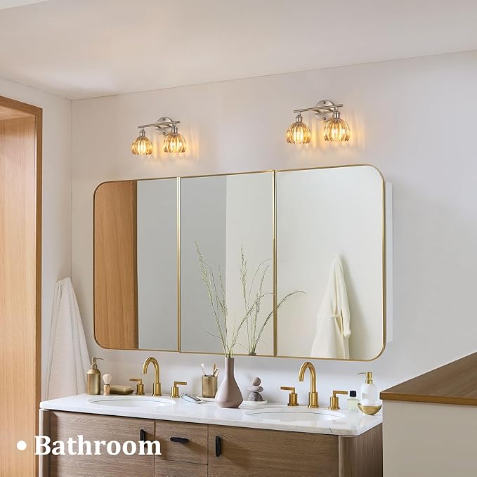Shenmoyl Bathroom Light Fixtures, 2-Light Vanity Wall Light Over Mirror