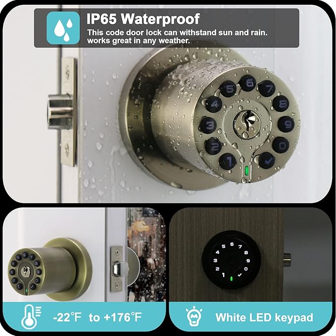 iulock IU-20 Code Door Lock, Electronic Door Knob