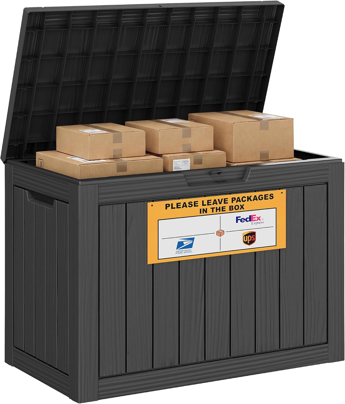 Package Delivery Box for Outside with Sign 50 Gallon (Black)