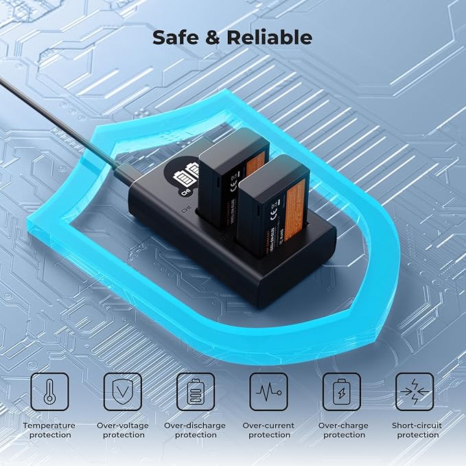 K&F CONCEPT 1600mAh EN-EL25 Battery 2-Pack EN-EL25A Battery and Dual LCD