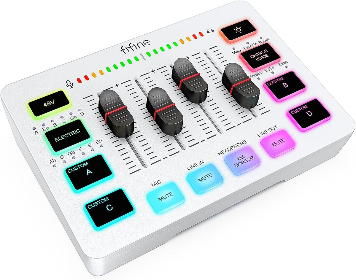 FIFINE Audio Mixer, Gaming Streaming PC Mixer