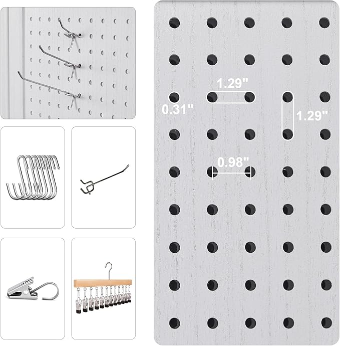 Pegboard Display, 5.6Ft Wooden Room Divider Folding Privacy Screens Portable