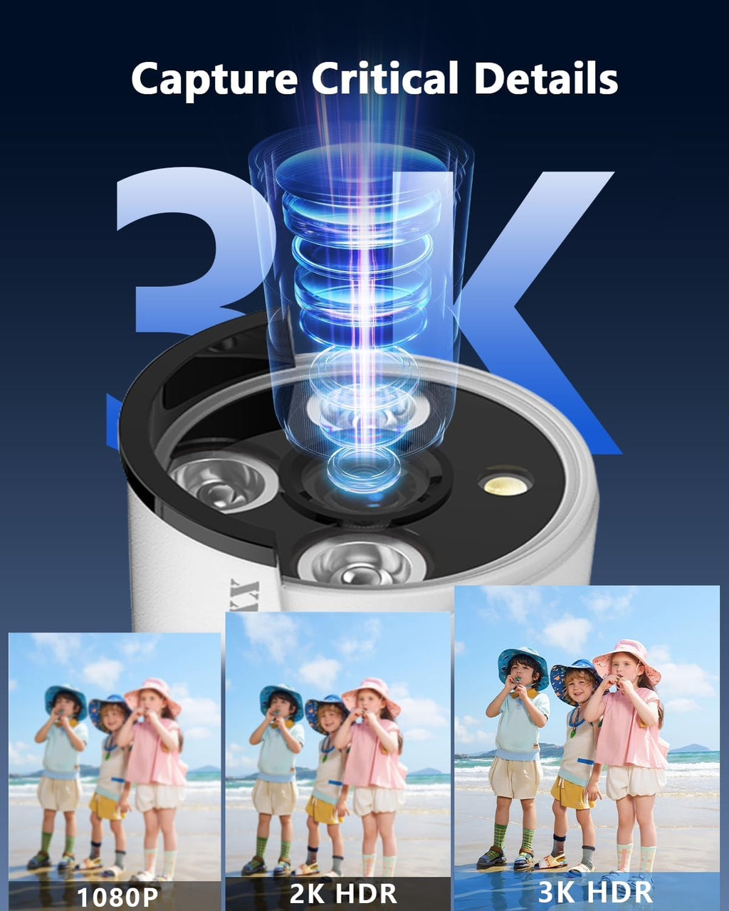 5mp wired poe security camera system for home, close-up detail