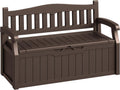 80-Gallon Outdoor Storage Bench, Waterproof Deck Box, Brown
