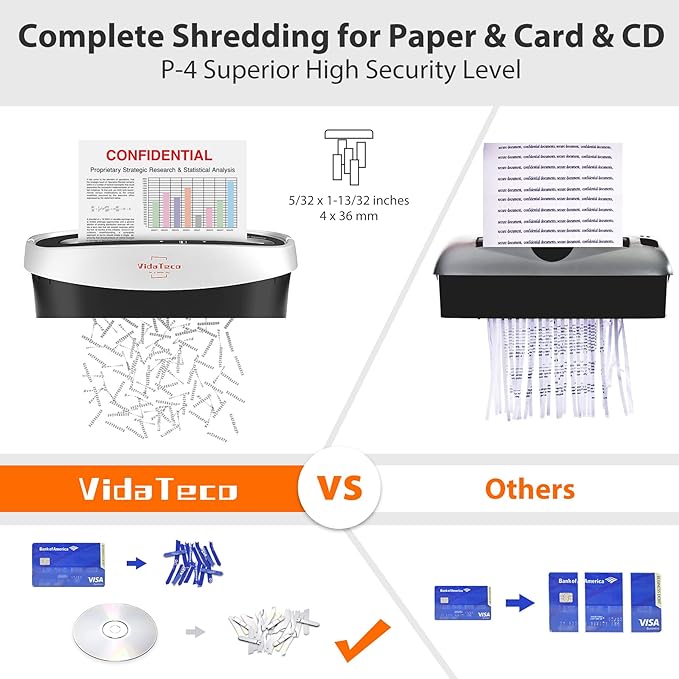 VidaTeco Paper Shredder for Home Office10-Sheet Cross-Cut Shredder