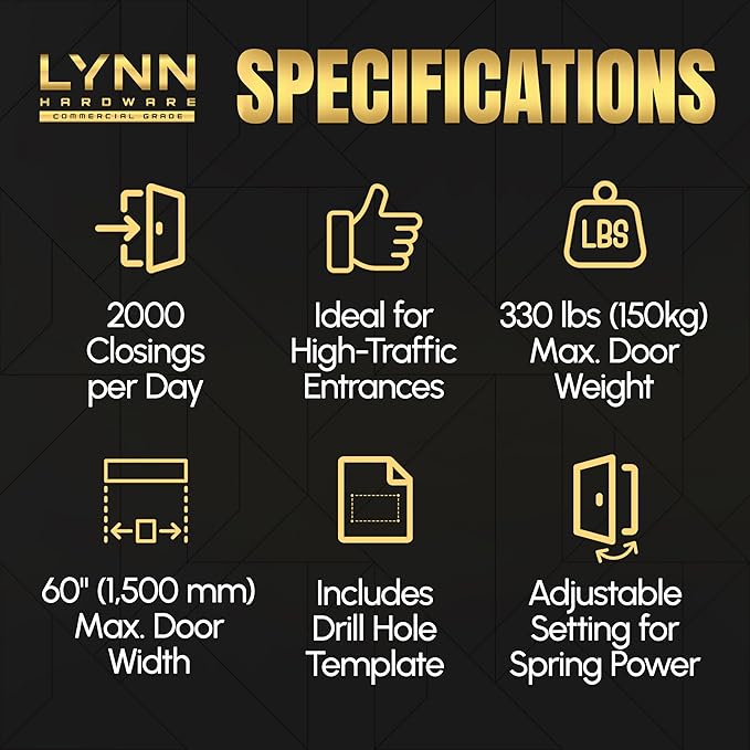 LYNN HARDWARE Heavy Duty Automatic Door Closer