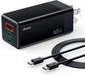 Ruko 65W USB C Charger, 3 Port Compact Foldable GaN Fast Charging Block Wall