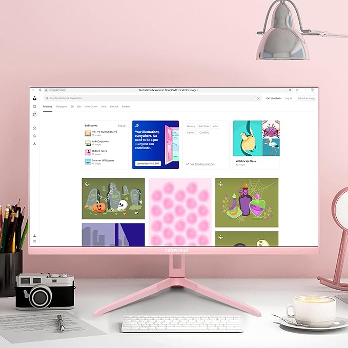 SKitphrati Pink 24 inch Gaming Monitor 200Hz Refresh Rate FHD 1080p Resolution