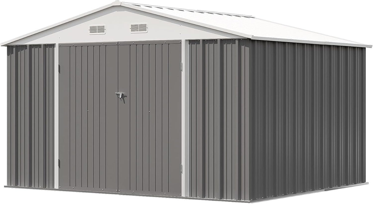 patiowell 10x8 ft outdoor storage shed, metal sheds, package contents