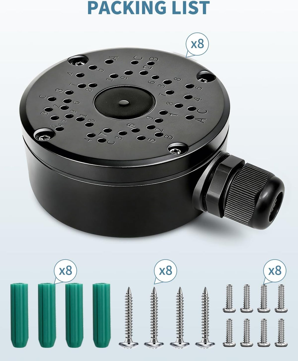 metal security camera junction box, cable concealment box, view 9