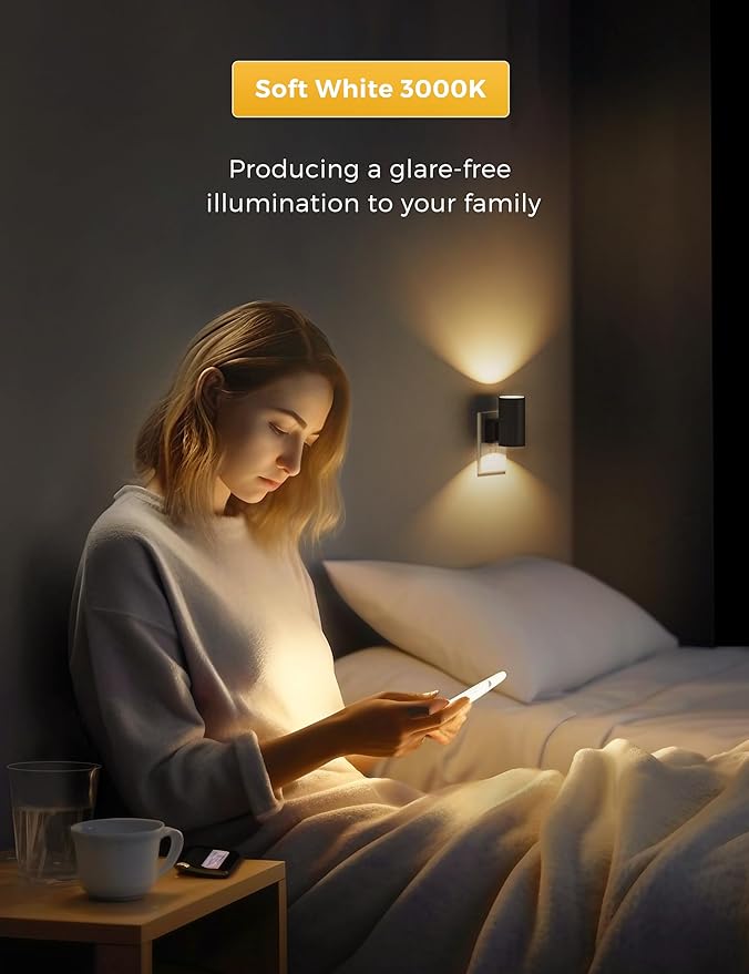 L LOHAS LED Night Light Plug in, 4 Pack, Dimmable Night Lights Plug into Wall
