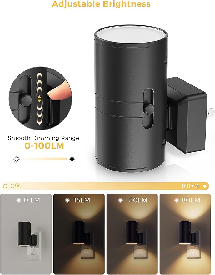 L LOHAS LED Night Light Plug in, 4 Pack, Dimmable Night Lights Plug into Wall