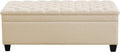 WUTUTUEE 50" Fabric Storage Ottoman Bench, Upholstered Rectangle End of Bed Storage Ottoman Tufted Living Room Bedroom Bench with Safety Hinge, Solid Wood Legs, Loads 500 lb(Khaki)