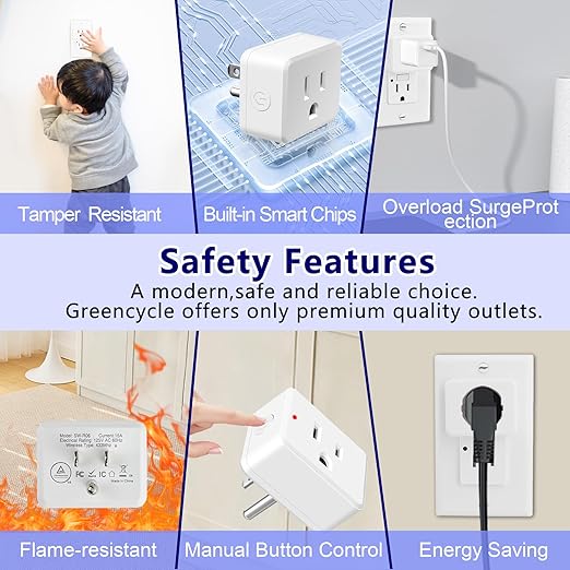 Greencycle Remote Control Outlet, 2 Wireless Light Switches and 2 Outlet Plugs