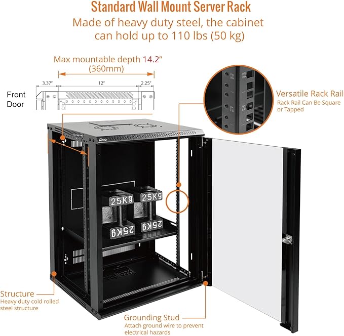 Tecmojo 15U Wall Mount Rack Network Cabinet
