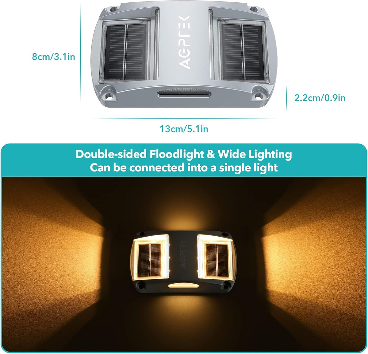 agptek solar driveway lights 4 pack, outdoor deck on a desk or shelf