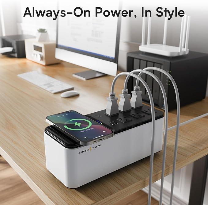 GOLDENMATE 600VA/360W Lithium UPS Battery Backup and Surge Protector, Backup