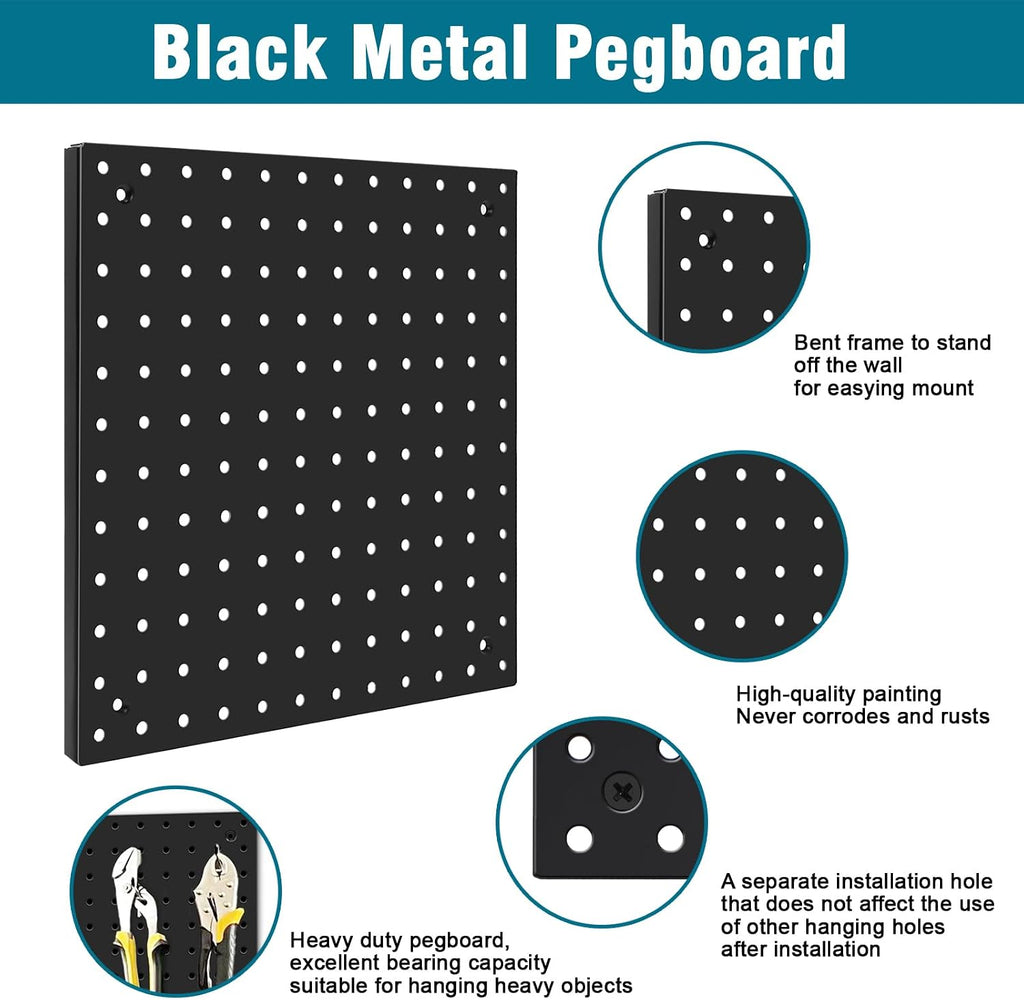Peg Board Kit, Includes Pegboard and Accessories,with Hooks and Bins,Peg Board Wall Organizer for Office,Ornaments Display,Crafts Organization (129, Black)