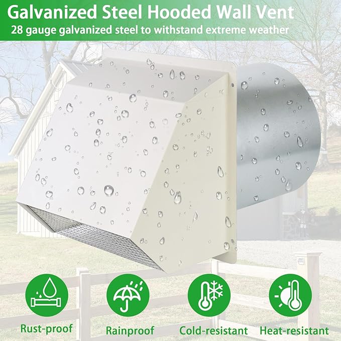 5 inch Dryer Vent Cover Outside Exhaust Vent Wall Vent Hood
