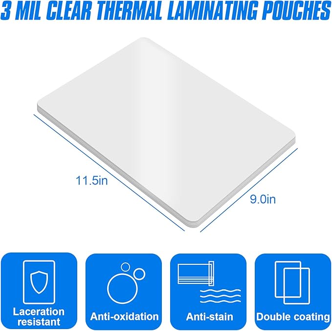 HERKKA 600 Pack Laminating Sheets, Holds 8.5 x 11 Inch Sheets, 3 Mil Clear