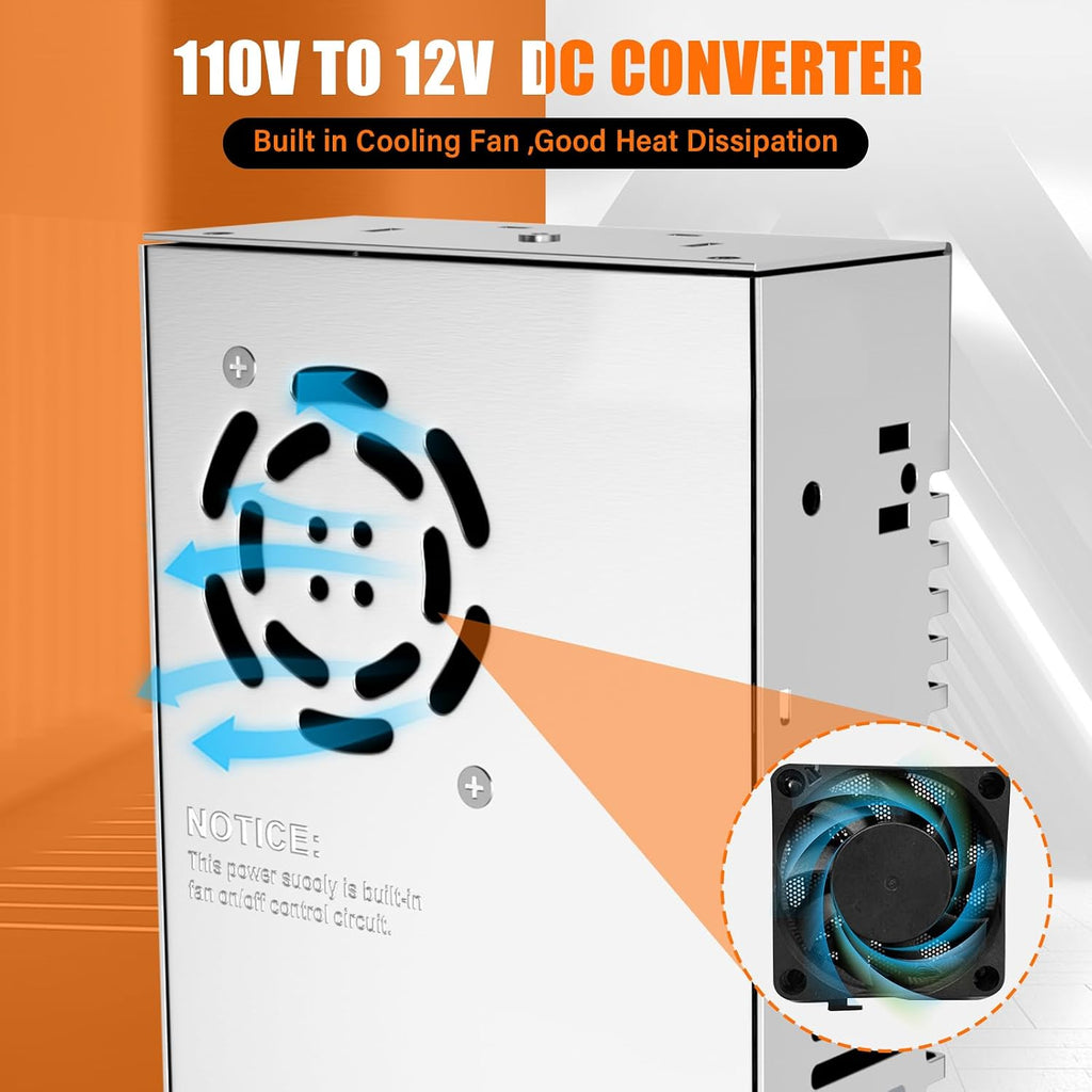 12v power supply,110v to 12v dc converter, imaycc, side view