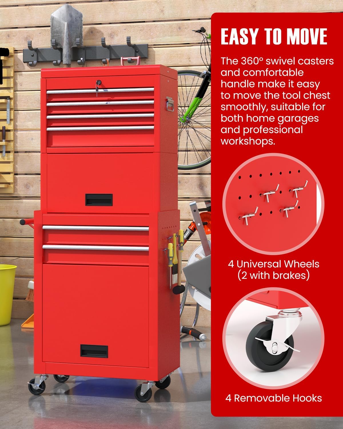 arnot 2-in-1 rolling tool chest with 5 drawers, package contents