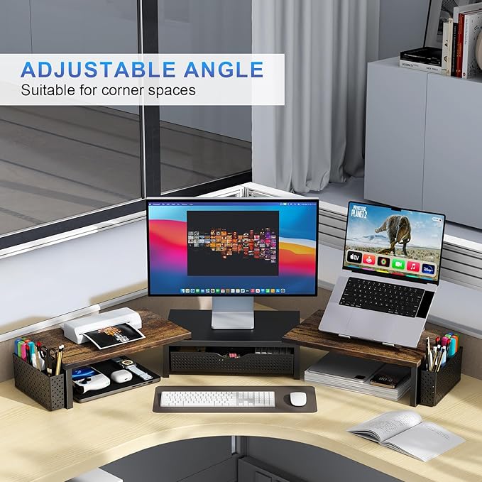 gianotter Dual Monitor Stand Riser, Desk Organizer