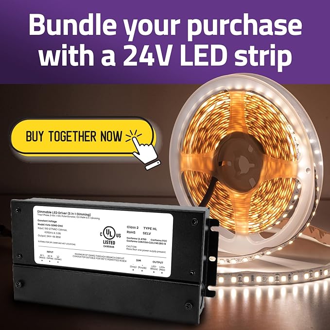 HitLights 24V 96W Dimmable LED Driver – Smooth Flicker Free Dimming – TRIAC