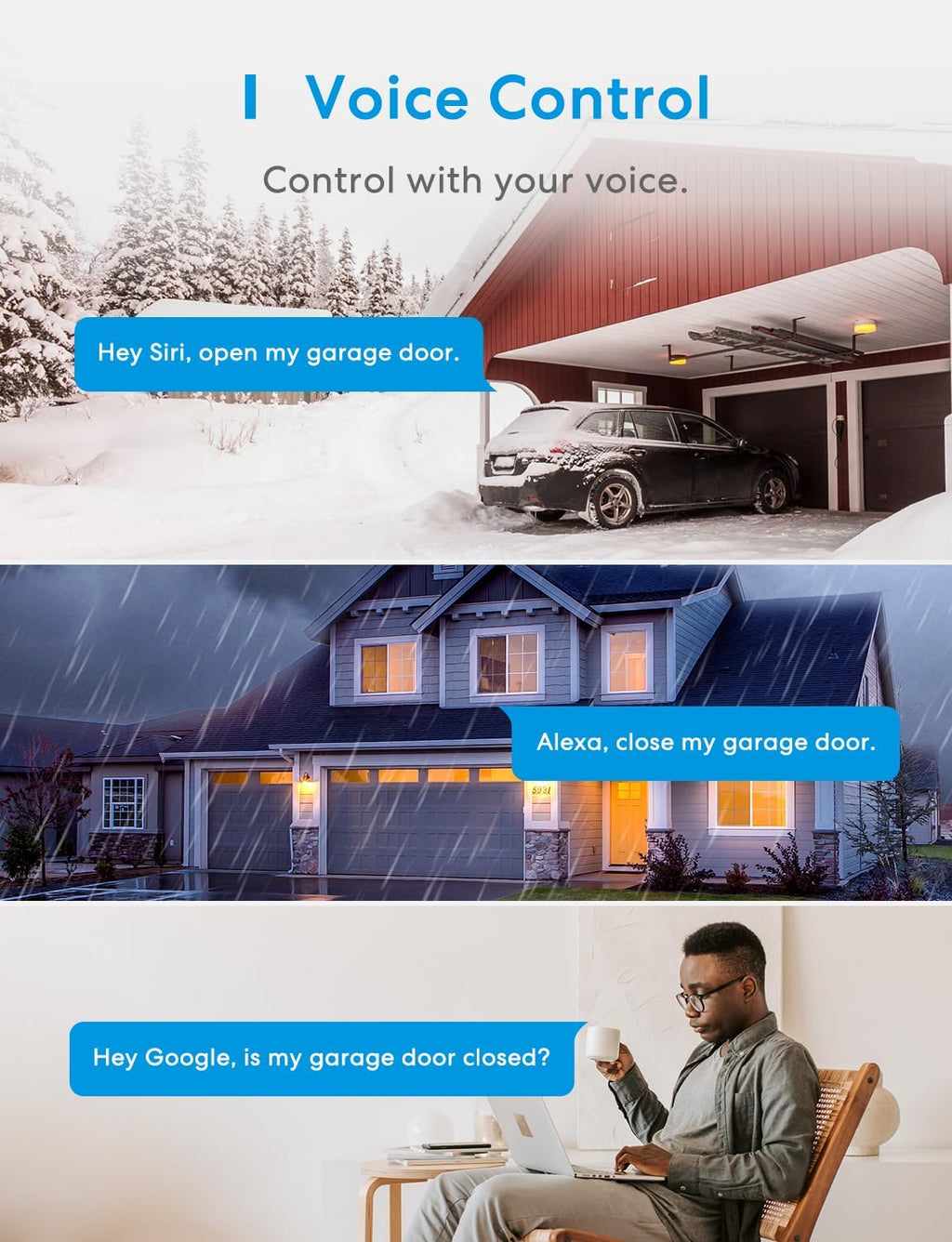 meross smart garage door opener remote with external showing dimensions