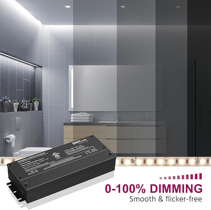 EMITEVER Dimmable Led Driver, 200W AC 110V-277V to DC 24V Transformer, 5-in-1