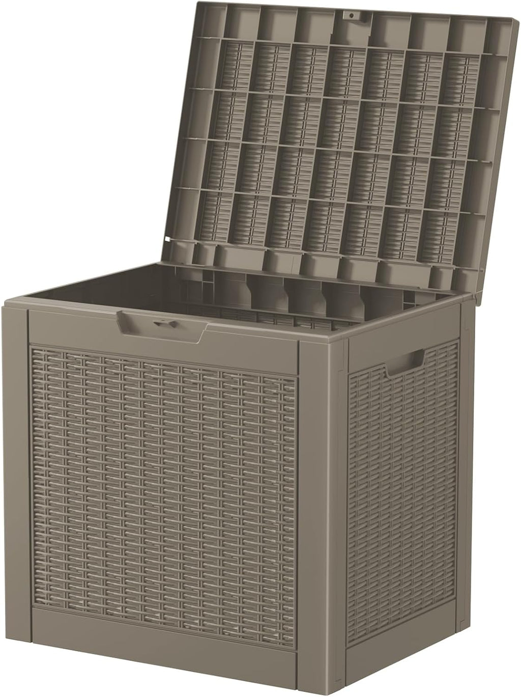 resin deck box - 35 gallon lockable outdoor shown in use
