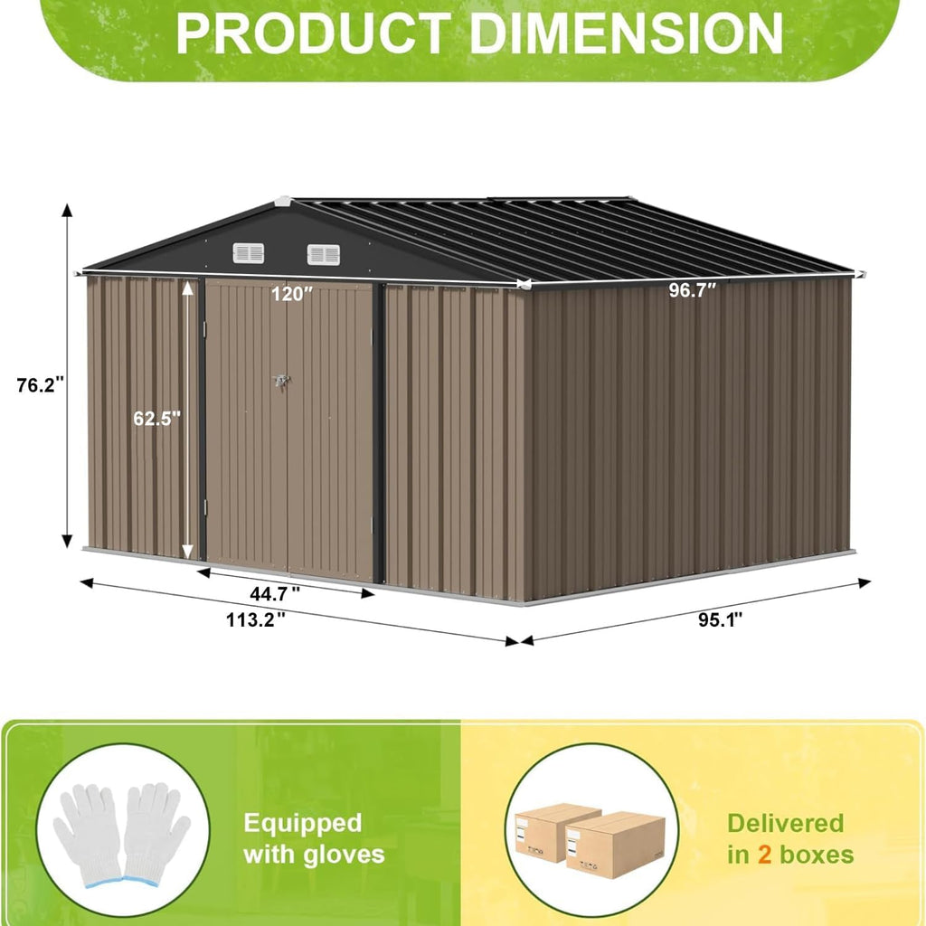 jummico 10 x 8 ft outdoor storage shed, close-up detail