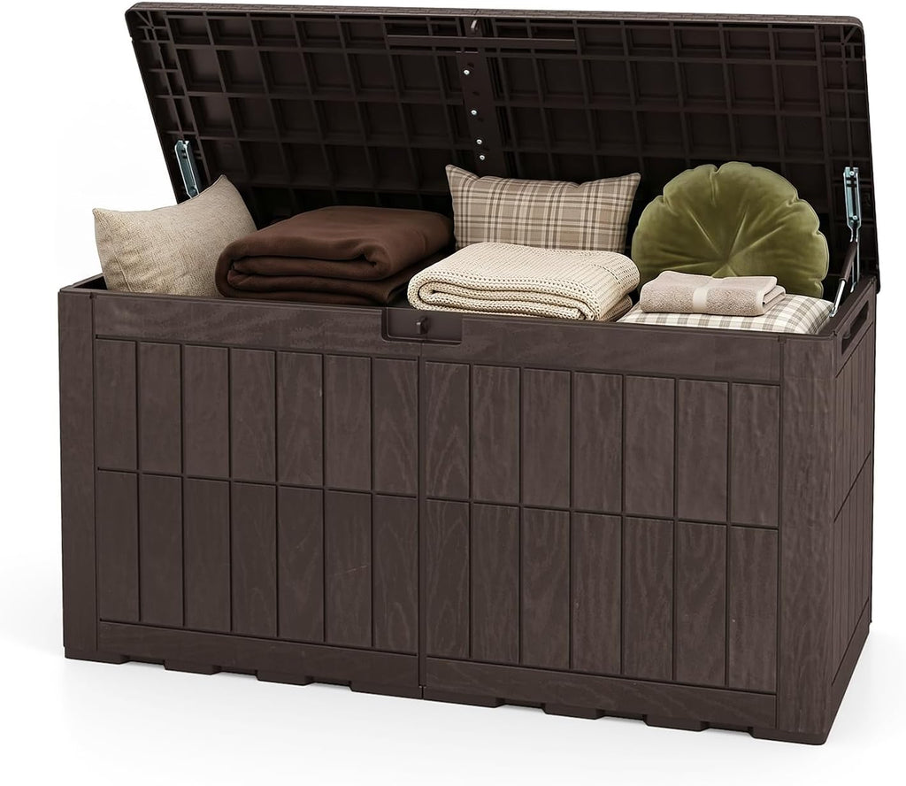 Tangkula 100 Gallon Outdoor Storage Box with Lockable Lid