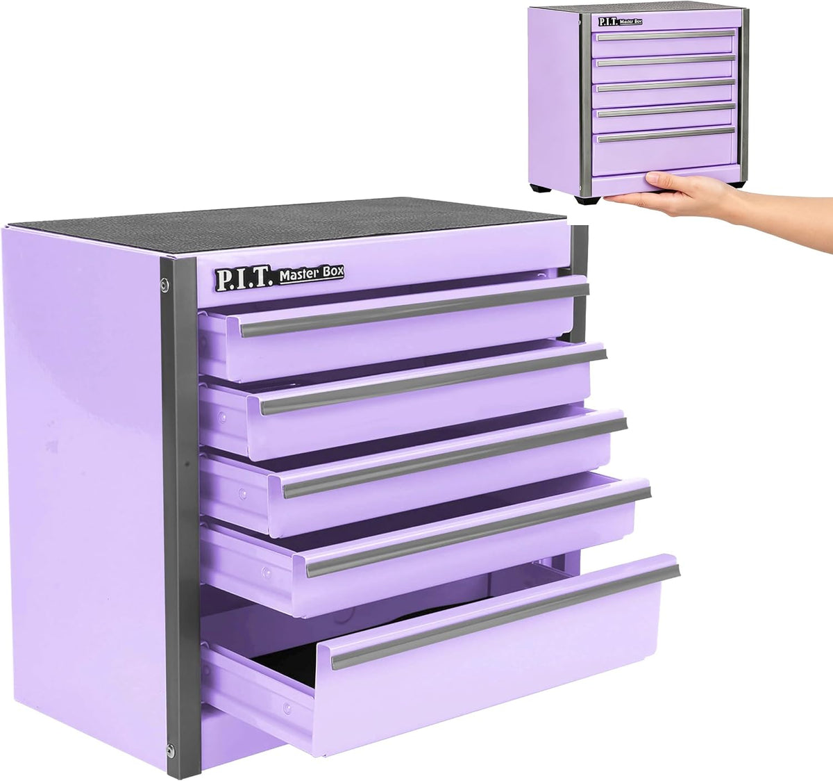 Mini Tool Box with 5 Drawer,Purple Metal Toolbox for Multi-Purpose Storage