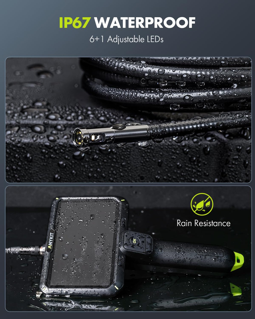 Anykit Endoscope Camera with Light, Dual Lens Endoscope 1080P