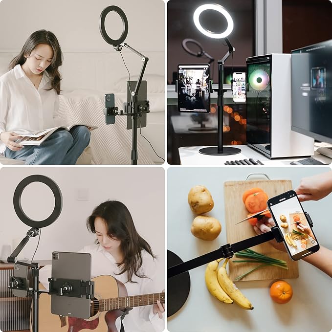 viozon 3-in-1 Selfie Desktop Live Stand, Height Adjustable/Overhead, Compatible