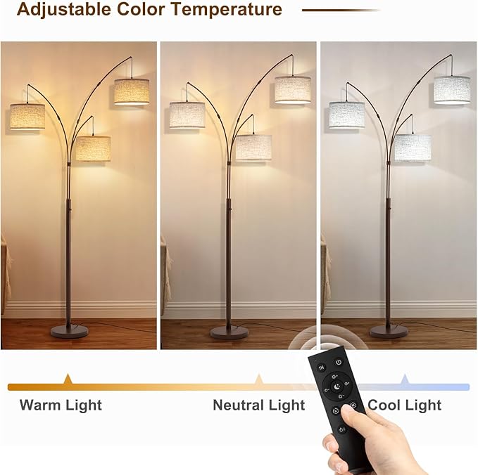 Fansdrick 3 Light Arc Floor Lamps