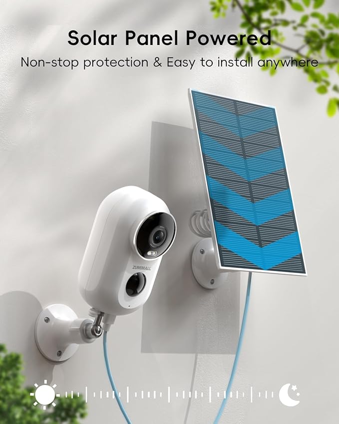 ZUMIMALL Solar Security Cameras Wireless Outdoor, 2K Outdoor Camera Wireless