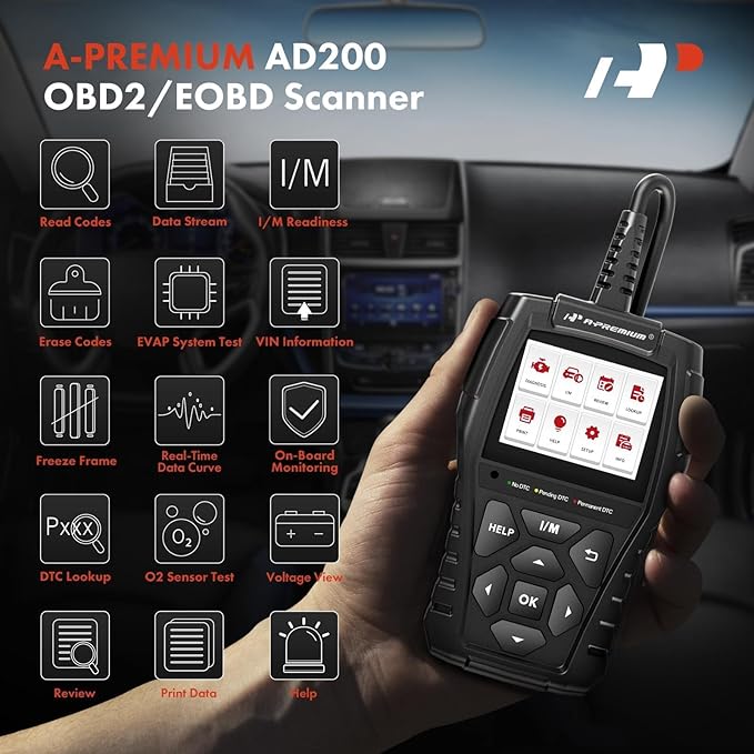 A-Premium AD200 Professional OBD2 Scanner Car Diagnostic Tool, OBDII EOBD Code