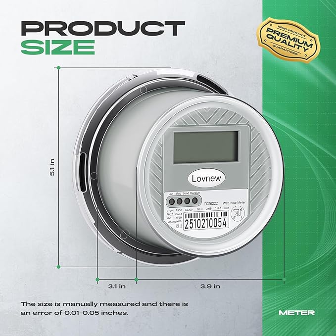 RV Digital Electric Meter, 240V 2 Wire kWh Watt Power Meter