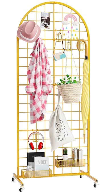 Asee'm Grid Wall Panels Display Stand 2' x 5.2' FT Gold Movable Wire Grid Wall