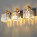 FDPBY Modern Bathroom Vanity Light 3-Lights Black Gold Crystal Wall Lamp