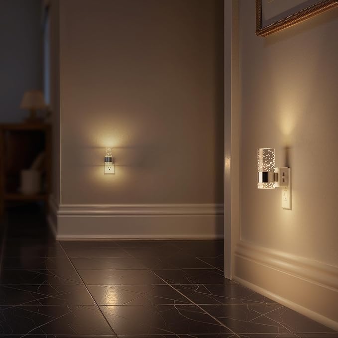 Briignite Night Light, 2 Pack Dimmable Night Lights Plug into Wall, Bubble