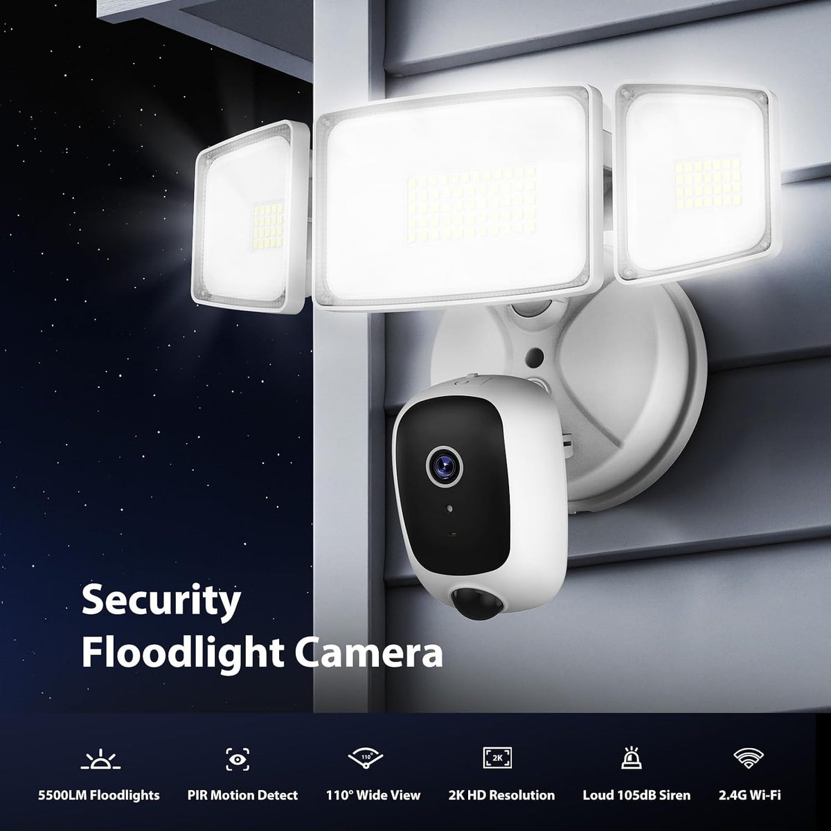 onforu hardwired floodlight camera outdoor, flood light security, close-up detail