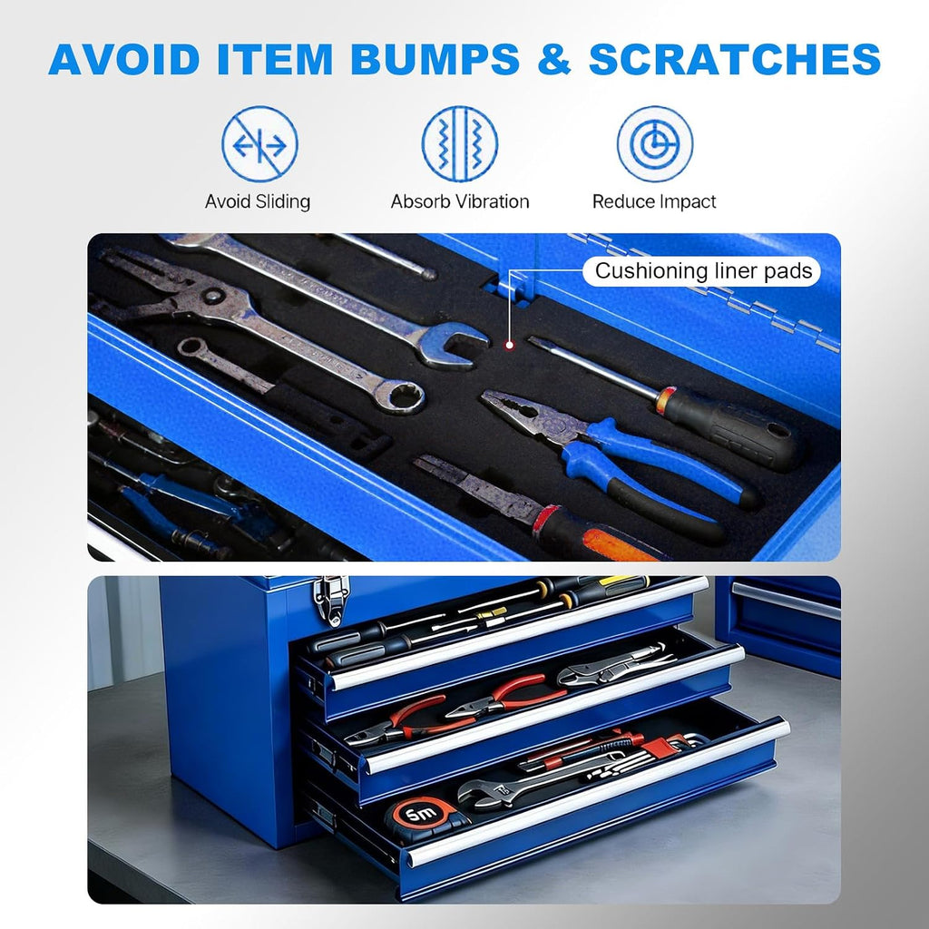 BIG RED Metal Tool Box, 20.5-inch, Portable Metal Tool Box with 3 Drawers