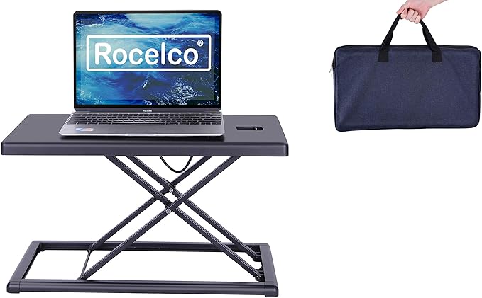 Rocelco 19" Portable Laptop Riser, Height Adjustable Travel Standing Desk